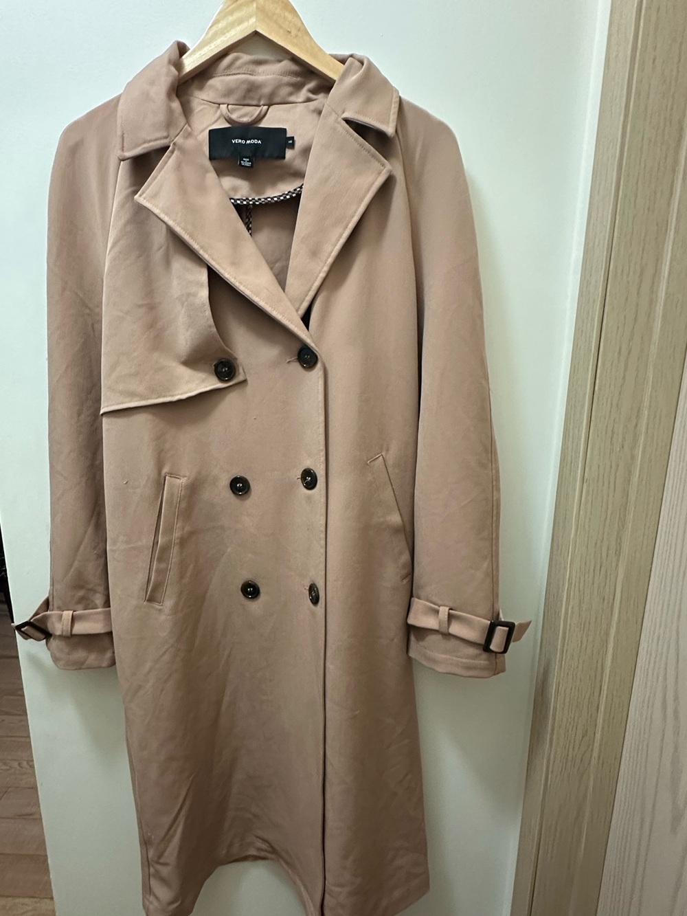Vero Moda Double-Breasted Trench Coat — Beige Taupe